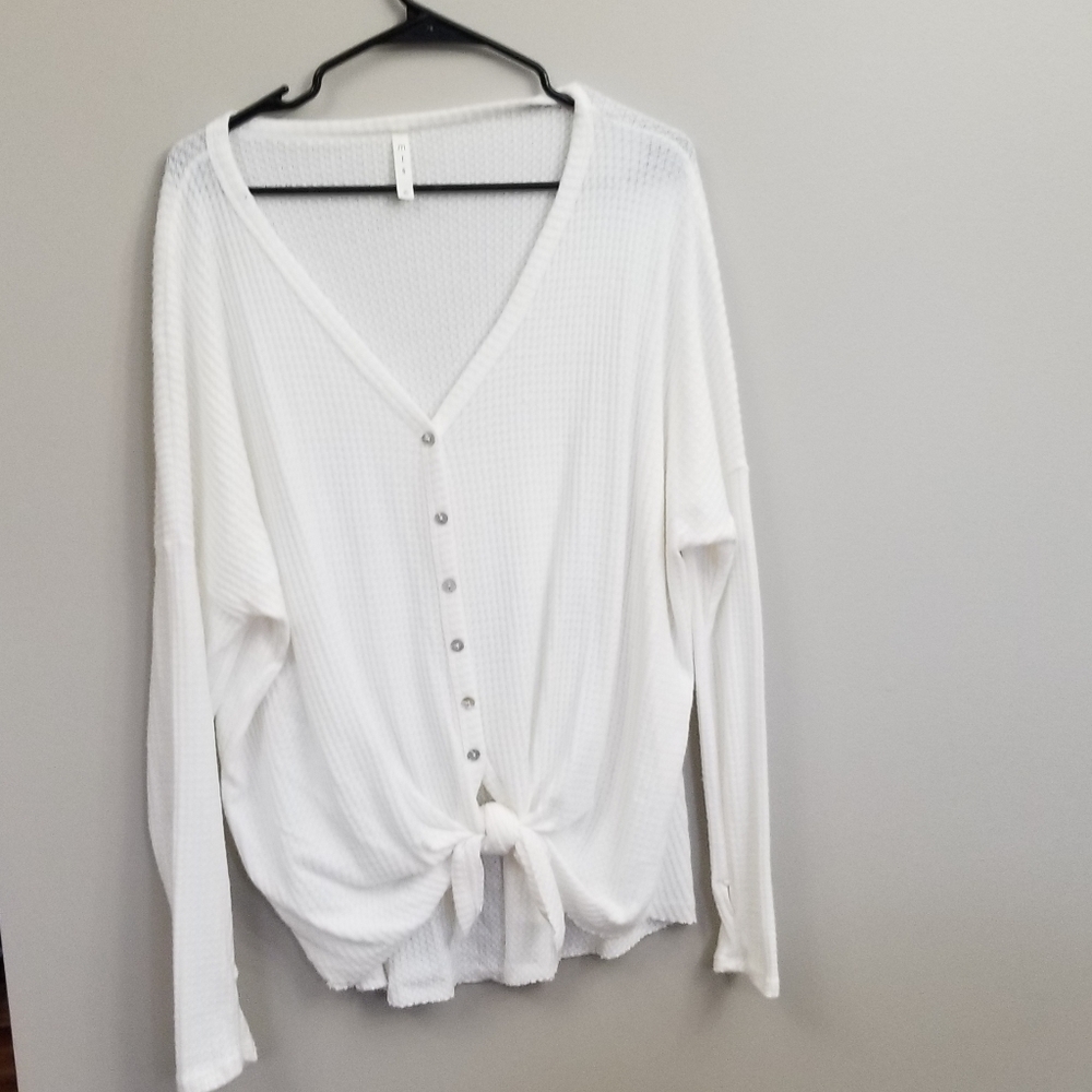 Boutique waffle knit XL top